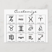 Zodiac Sun Sign Astrologie Kalender Thunder_Cove Postkarte (Vorderseite)