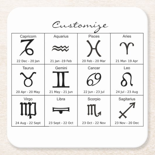 Zodiac Sun Sign Astrologie Kalender Thunder_Cove Rechteckiger Pappuntersetzer (Vorderseite)