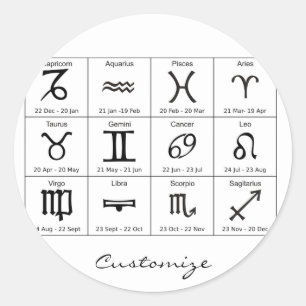 Zodiac Sun Sign Astrologie Kalender Thunder_Cove Runder Aufkleber