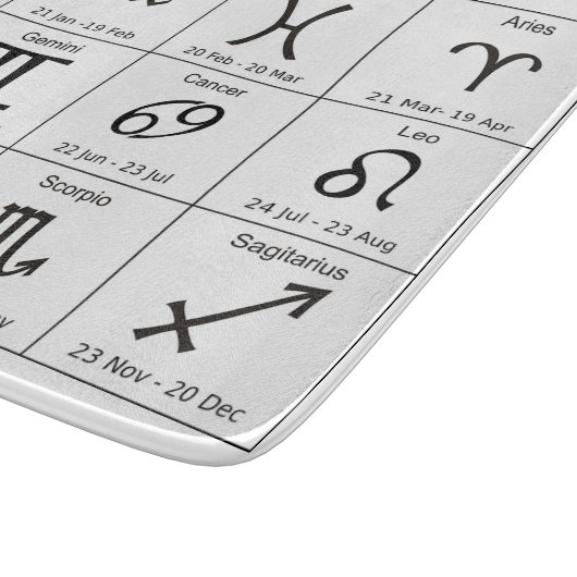 Zodiac Sun Sign Astrologie Kalender Thunder_Cove Schneidebrett (Ecke)