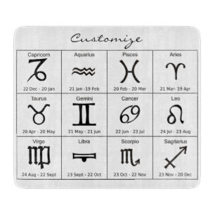 Zodiac Sun Sign Astrologie Kalender Thunder_Cove Schneidebrett