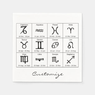 Zodiac Sun Sign Astrologie Kalender Thunder_Cove Serviette