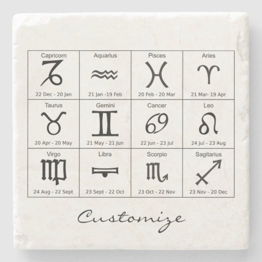 Zodiac Sun Sign Astrologie Kalender Thunder_Cove Steinuntersetzer (Vorderseite)
