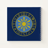 Zodiac Sun Wheel+Astrologische Symbole Gold+Blues Notizblock (Rückseite)