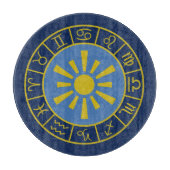 Zodiac Sun Wheel+Astrologische Symbole Gold+Blues Schneidebrett (Vorderseite)