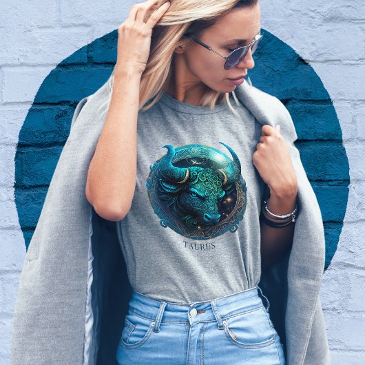 Zodiac Symbol Celestial Bull Fantasy Taurus Womens T-Shirt