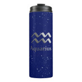 Zodiac-Symbol für Aquarius auf Deep Midnight Blue Thermosbecher (Vorderseite)