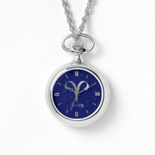 Zodiac-Symbol für Aries auf Deep Midnight Blue Armbanduhr