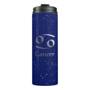 Zodiac-Symbol für Krebs in Deep Midnight Blue Thermosbecher