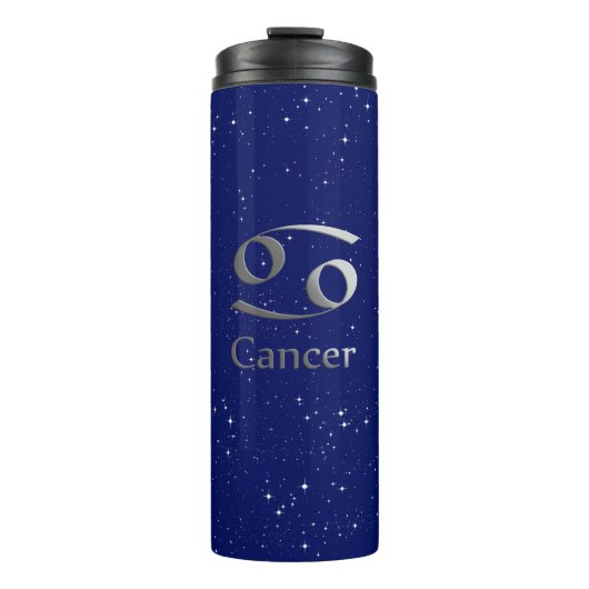 Zodiac-Symbol für Krebs in Deep Midnight Blue Thermosbecher (Vorderseite)
