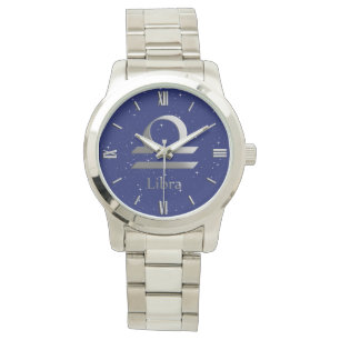 Zodiac-Symbol für Libra auf Deep Midnight Blue Armbanduhr