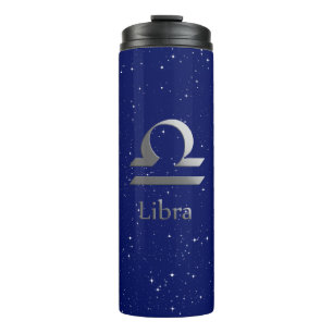 Zodiac-Symbol für Libra auf Deep Midnight Blue Thermosbecher