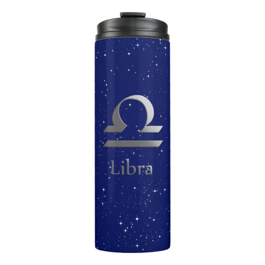 Zodiac-Symbol für Libra auf Deep Midnight Blue Thermosbecher (Vorderseite)