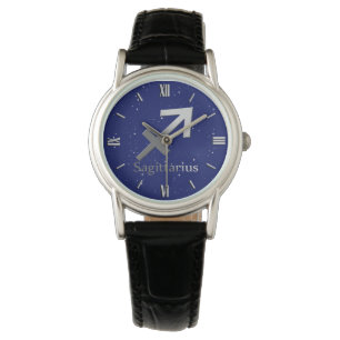 Zodiac-Symbol für Sagittarius in Midnight Blue Armbanduhr