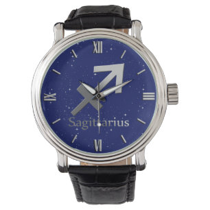 Zodiac-Symbol für Sagittarius in Midnight Blue Armbanduhr