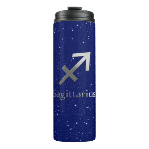 Zodiac-Symbol für Sagittarius in Midnight Blue Thermosbecher