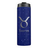 Zodiac Symbol für Taurus auf Deep Midnight Blue Thermosbecher (Vorderseite)