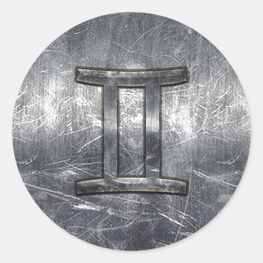 Zodiac-Symbol in Grunge Beändigter Stil Runder Aufkleber (Vorderseite)