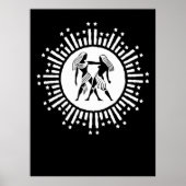 Zodiac-Symbol mit schwarzen Sternen und Weiß Poster (Vorne)