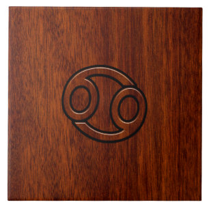 Zodiac Symbol on Mahogany Style Decor Fliese