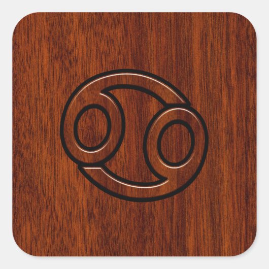Zodiac Symbol on Mahogany Style Decor Quadratischer Aufkleber (Vorderseite)