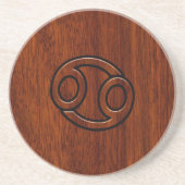 Zodiac Symbol on Mahogany Style Decor Sandstein Untersetzer (Vorne)
