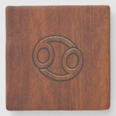 Zodiac Symbol on Mahogany Style Steinuntersetzer (Vorderseite)