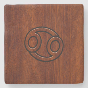 Zodiac Symbol on Mahogany Style Steinuntersetzer