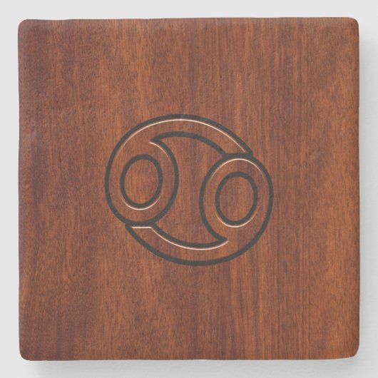 Zodiac Symbol on Mahogany Style Steinuntersetzer (Vorderseite)