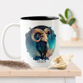 Zodiac Symbol Ram Celestial Fantasy Aries Zweifarbige Tasse