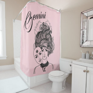 Zodiac-Symbol und Pink-Zeichen Duschvorhang