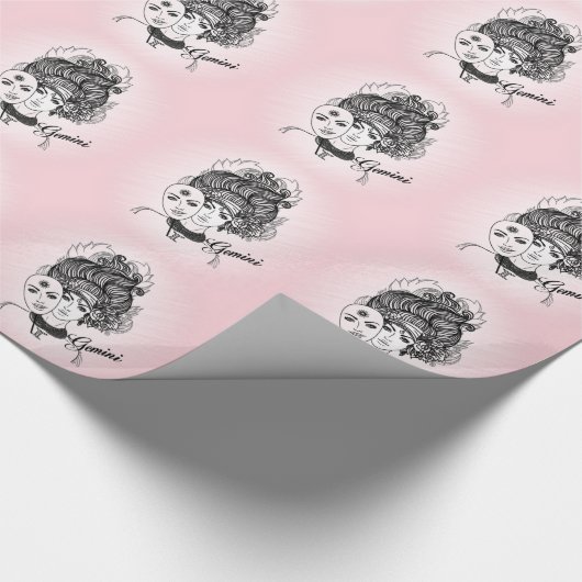 Zodiac-Symbol und Pink-Zeichen Geschenkpapier (Ecke)