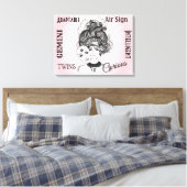 Zodiac-Symbol und Pink-Zeichen Leinwanddruck (Insitu (Schlafzimmer))