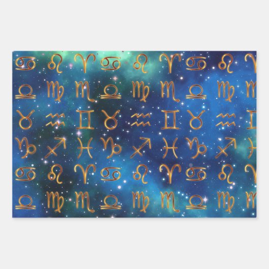 Zodiac Symbol Wrapping Paper Flat Sheet Set 3 Geschenkpapier Set (Vorderseite 3)