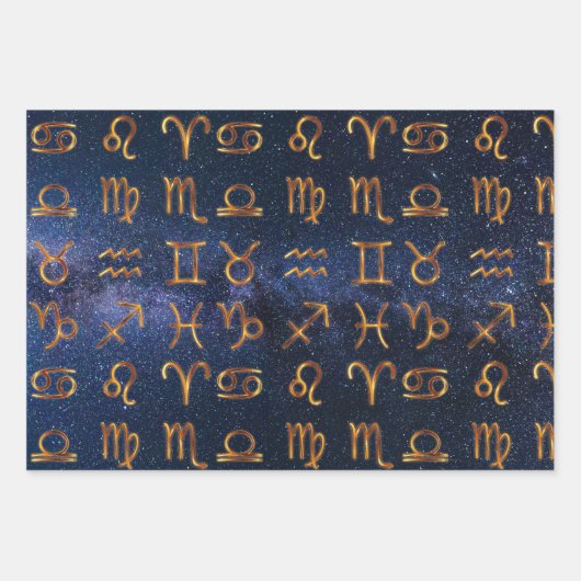 Zodiac Symbol Wrapping Paper Flat Sheet Set 3 Geschenkpapier Set (Vorderseite 2)