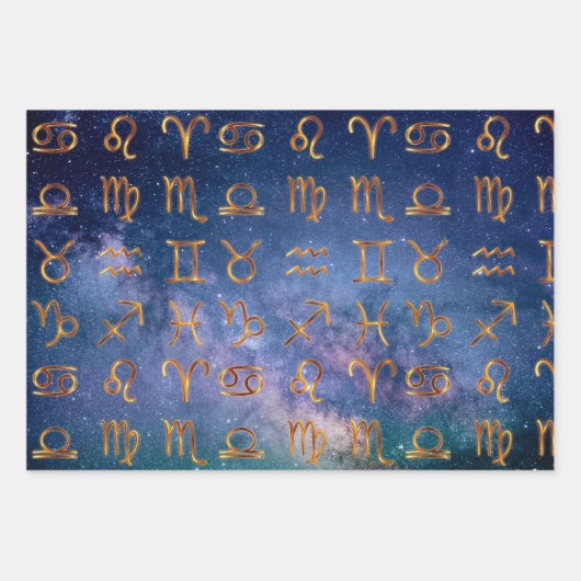 Zodiac Symbol Wrapping Paper Flat Sheet Set 3 Geschenkpapier Set (Vorderseite)