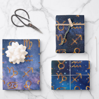 Zodiac Symbol Wrapping Paper Flat Sheet Set 3 Geschenkpapier Set