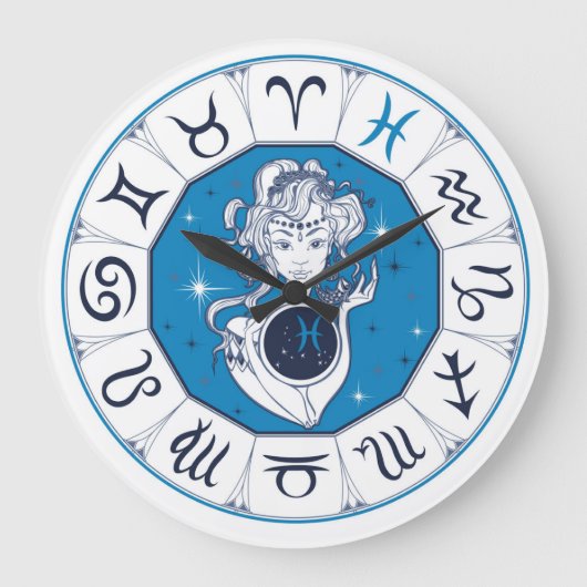 Zodiac Symbole Große Wanduhr (Vorderseite)