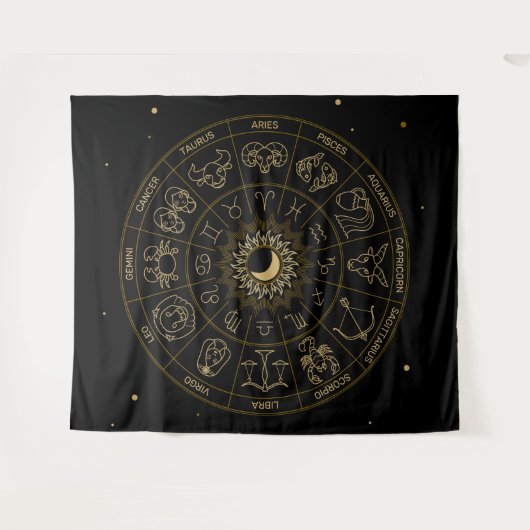 Zodiac Symbolrad Wandteppich (Vorderseite (Horizontal))