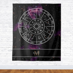 Zodiac Tapestry   Astrologie-Symbole und Monogramm Wandteppich