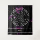 Zodiac Tapestry | Astrologie-Symbole und Monogramm Wandteppich (Vorderseite)