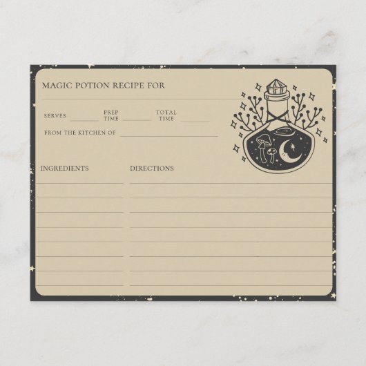 Zodiac Tarot Celestial Bridal Shower Recipe Card Begleitkarte (Vorderseite)