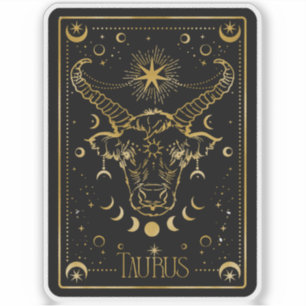 Zodiac Taurus Astrologisches Schwarz-Gold-Sticker Aufkleber