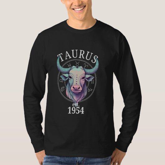 Zodiac Taurus Bull Geboren 1954 T-Shirt (Vorderseite)