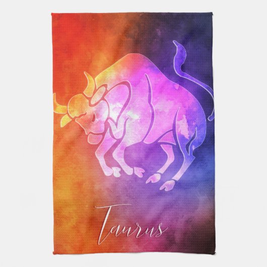 Zodiac: Taurus Colorful Candy Colors Geschirrtuch (Vertikal)