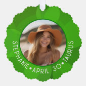 Zodiac Taurus Custom Geburtstag Foto Astrologie Ornament Karte (Vorderseite)