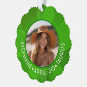 Zodiac Taurus Custom Geburtstag Foto Astrologie Ornament Karte (Links)