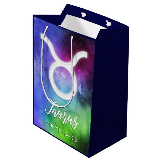 Zodiac: Taurus Daten Mittlere Geschenktüte (Rückseite Schrägansicht)