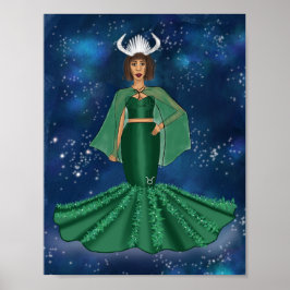 Zodiac Taurus Goddess in der Himmelsgalaxie Space Poster