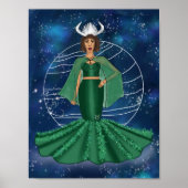 Zodiac Taurus Goddess mit Planet Venus Poster (Vorne)